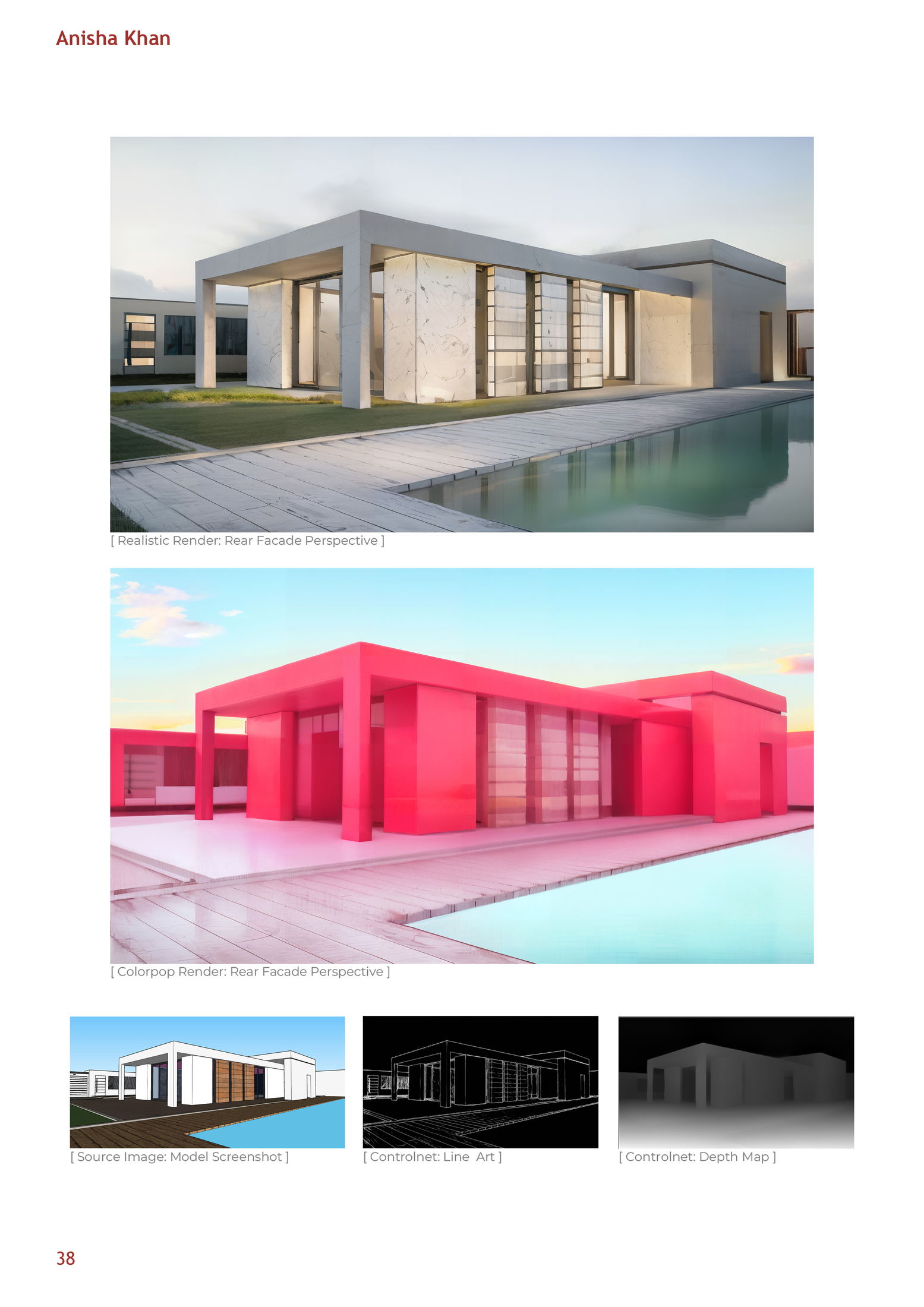 Pool facade — water caustics and glass shader translation through diffusion
