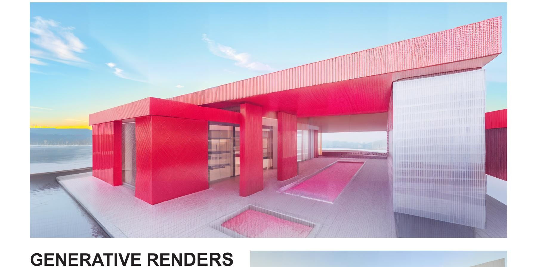 V.2 study — red-and-white beach house, hero exterior render