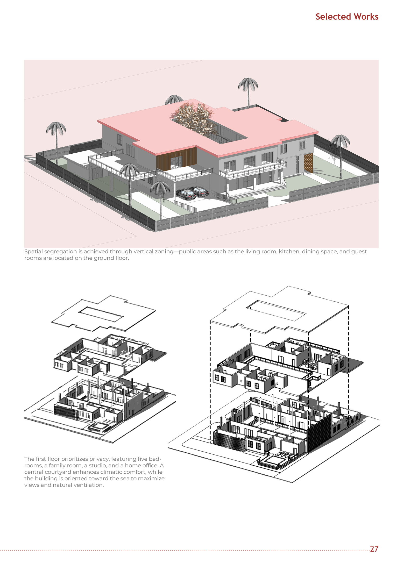 Axonometric spatial breakdown — stack ventilation airflow